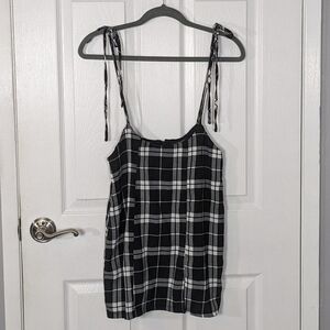 Preppy Tie-Shoulder Plaid Mini‎ Overall Skirt Dress from Forever 21 Size M